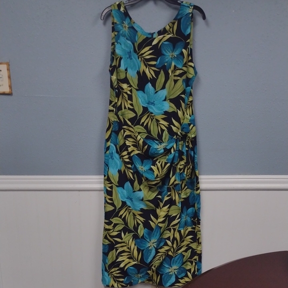 White Stag Dresses & Skirts - White Stag Blue and Green Midi Sundress Scoop Neck Resort Wear Size 16